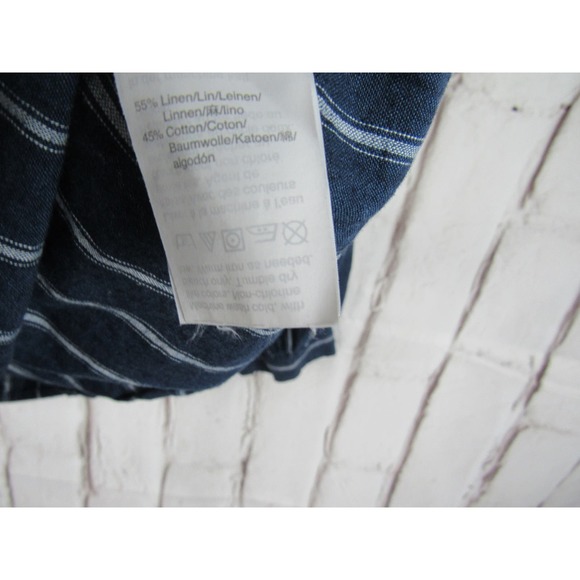 J. Crew Women Top Size 2 Blue Striped Button up Long Sleeve Drawstring - Picture 6 of 6